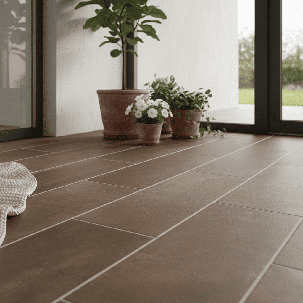 коричневая плитка с серой затиркой