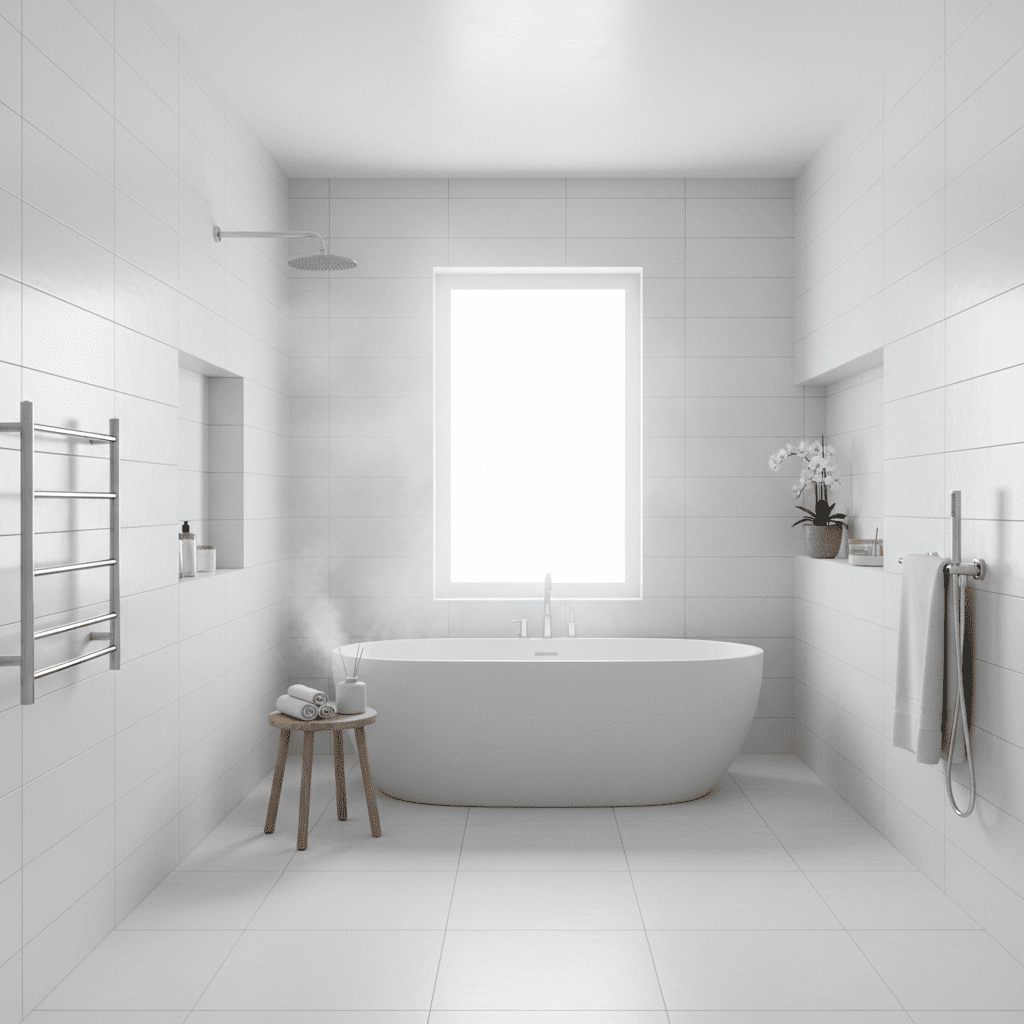 белая плитка белая затирка фото в ванной