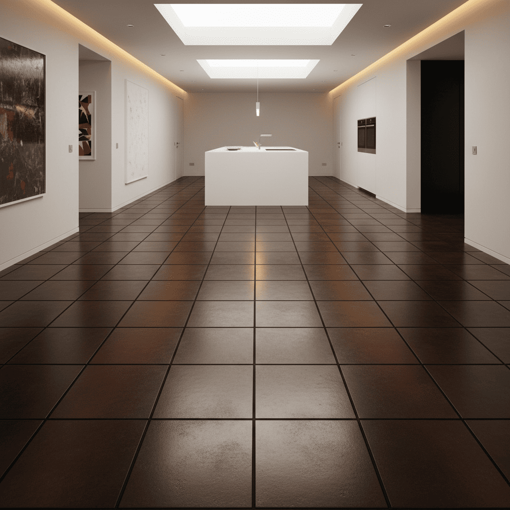 коричневая плитка с черной затиркой