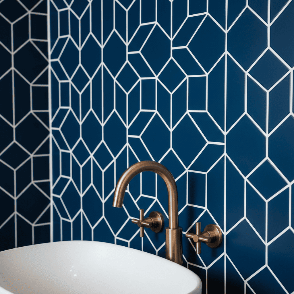 синяя плитка белая затирка синяя плитка белая затирка